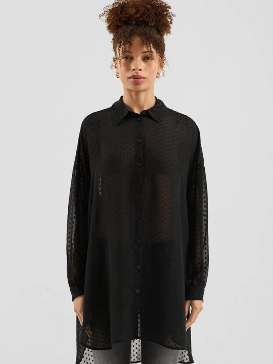 Foto van product Transparante lange blouse QS zwart