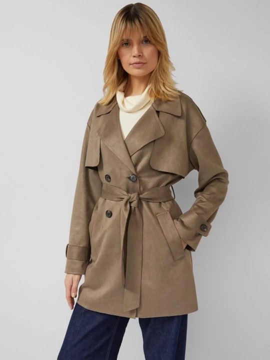Foto van product Trenchcoat met suède-look riem s.Oliver bruin