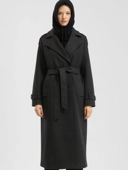 Foto van product Trenchcoat met wollen riem QS zwart