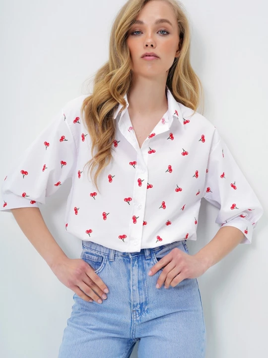 Foto van product Trend Alaçatı Stili Blouse rood / zwart / wit