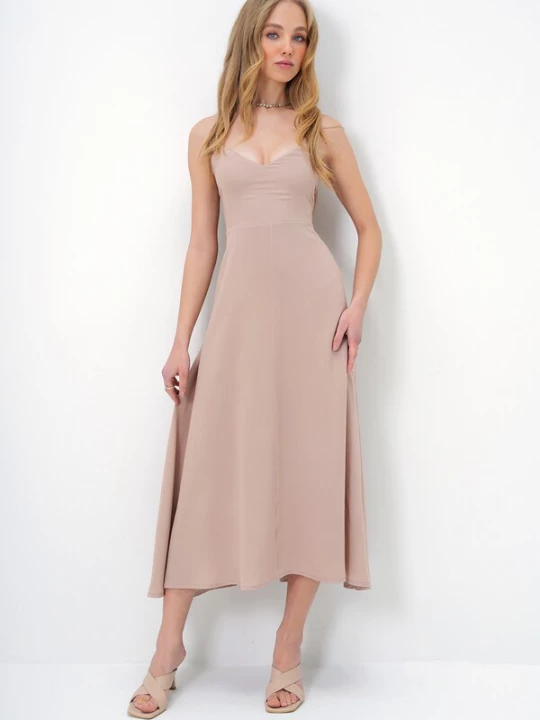 Foto van product Trend Alaçatı Stili Cocktailjurk beige