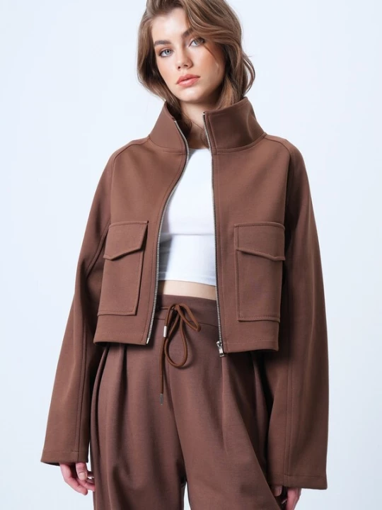 Foto van product Trend Alaçatı Stili Tussenjas bruin