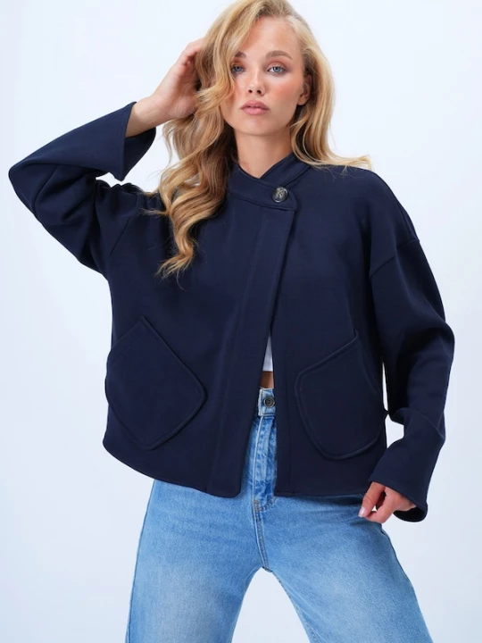 Foto van product Trend Alaçatı Stili Tussenjas donkerblauw