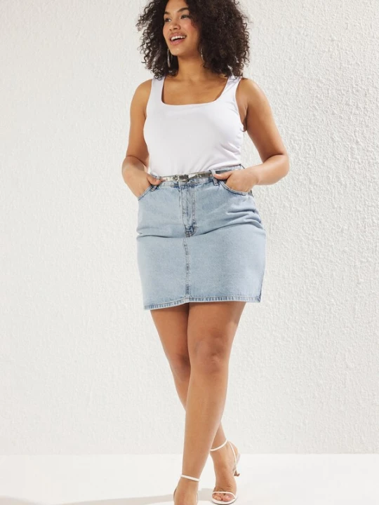 Foto van product Trendyol Curve Rok lichtblauw