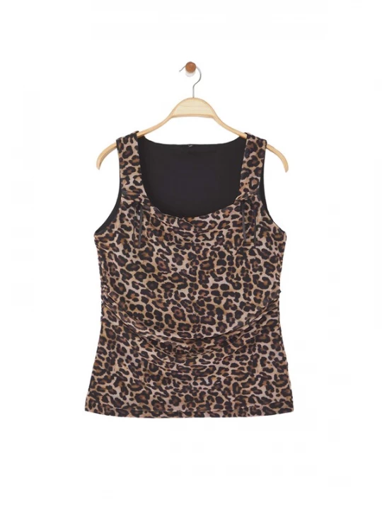 Foto van product Trendyol Curve Top ecru / chocoladebruin / zwart