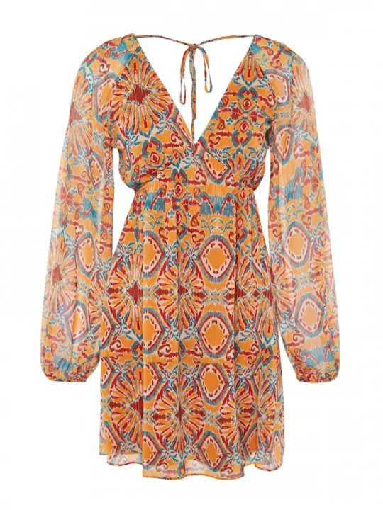 Foto van product Trendyol Jurk petrol / oranje / donkerrood / wit