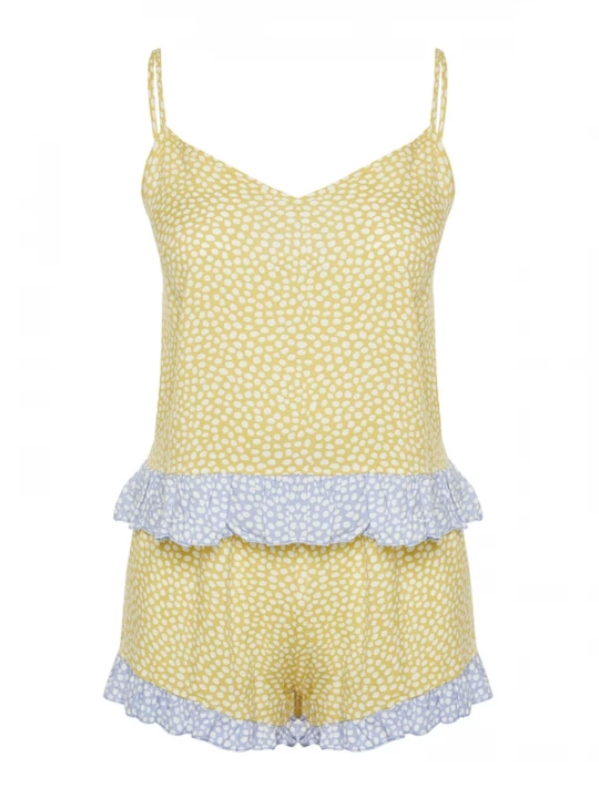 Foto van product Trendyol Korte pyjama lichtblauw / lichtgeel / wit