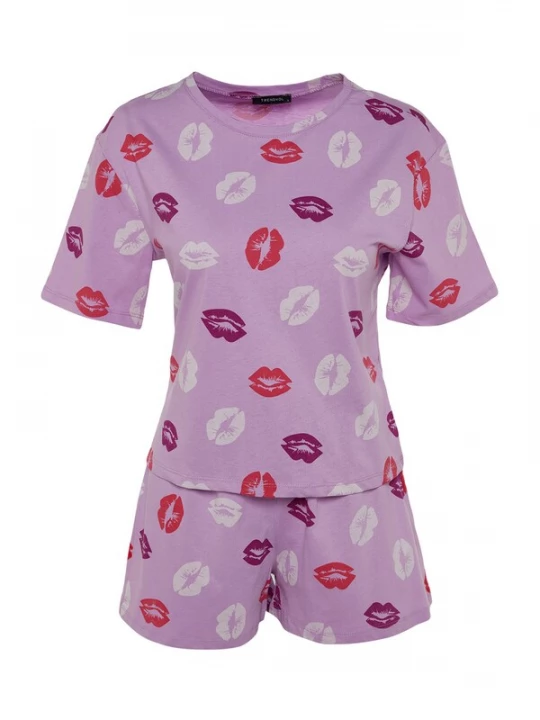 Foto van product Trendyol Korte pyjama lila / sering / pink / wit