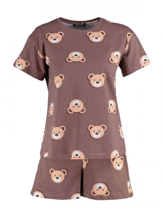 Foto van product Trendyol Korte pyjama ombergrijs / cappuccino / zwart / wit