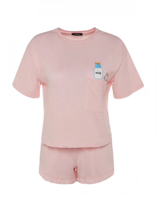 Foto van product Trendyol Korte pyjama rosa / zwart / wit