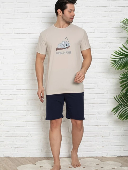 Foto van product Trendyol Pyjama kort beige / nachtblauw / chocoladebruin / grijs