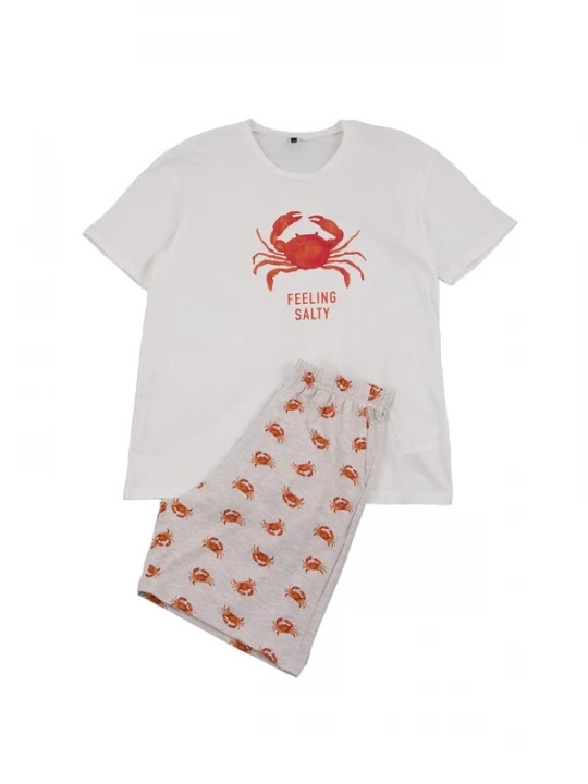 Foto van product Trendyol Pyjama kort kreeft / wit / wit gemêleerd