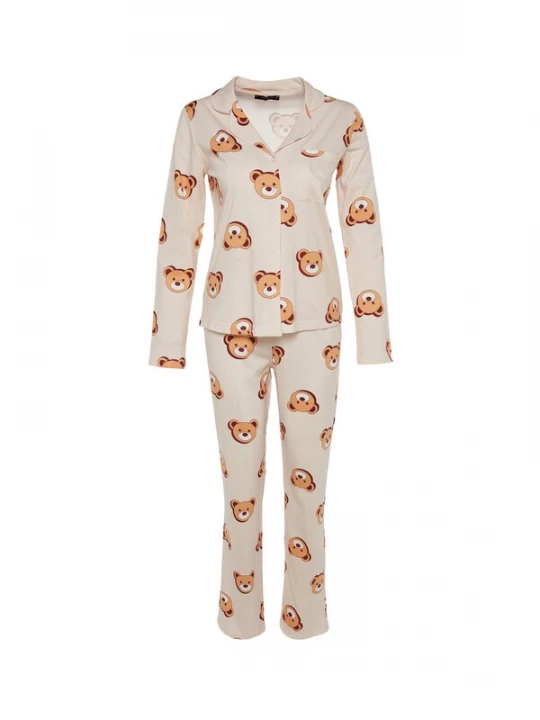 Foto van product Trendyol Pyjama lichtbeige / bruin / lichtbruin / wit