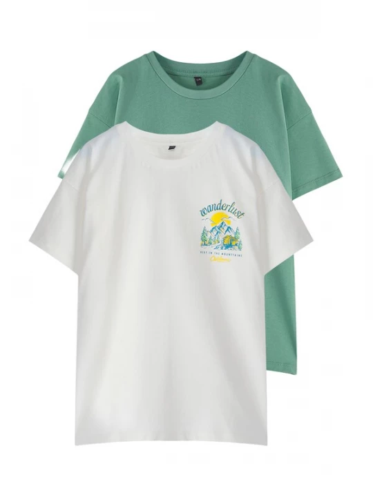 Foto van product Trendyol Shirt ecru / lichtblauw / geel / jade groen