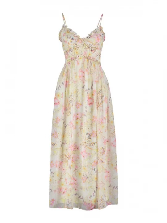 Foto van product Trendyol Zomerjurk ecru / geel / rosa / wit