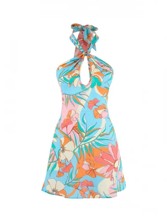 Foto van product Trendyol Zomerjurk lichtblauw / jade groen / oranje / lichtroze