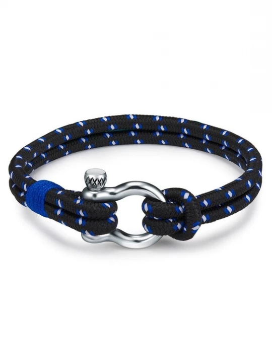 Foto van product True Rebels Armband blauw / zwart / zilver / wit