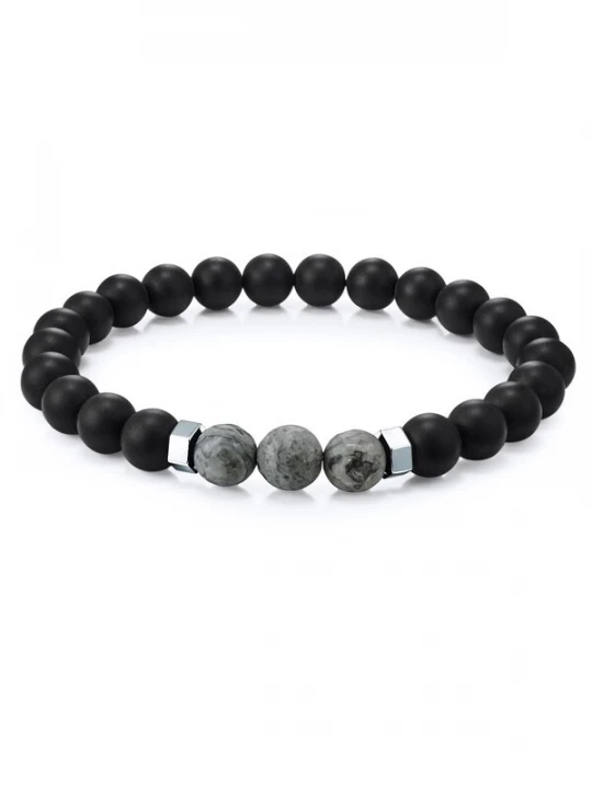 Foto van product True Rebels Armband grijs / zwart / zilver