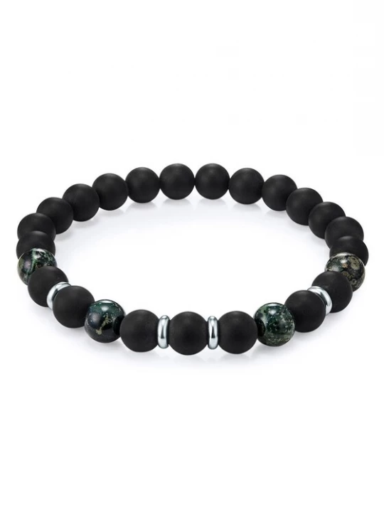 Foto van product True Rebels Armband smaragd / zwart / zilver
