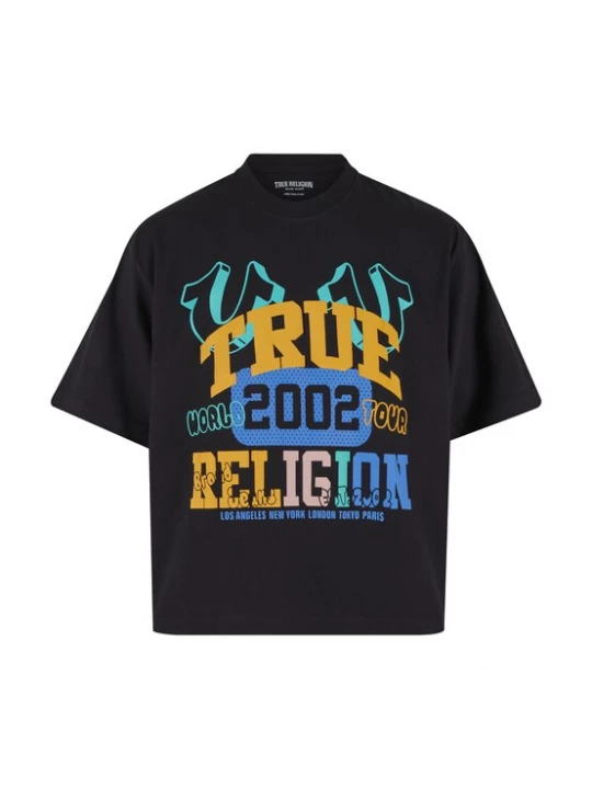 Foto van product True Religion Shirt 'University' turquoise / royal blue / koningsblauw / pasteelgeel / zwart