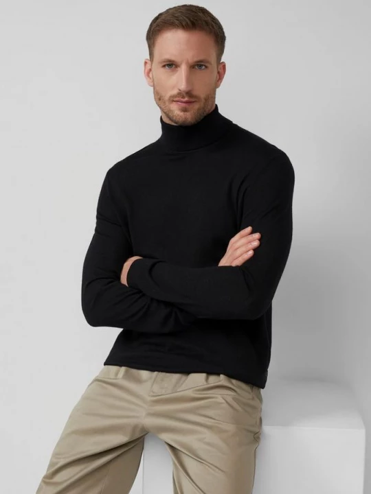 Foto van product Trui met col van zuivere merinoswol s.Oliver zwart