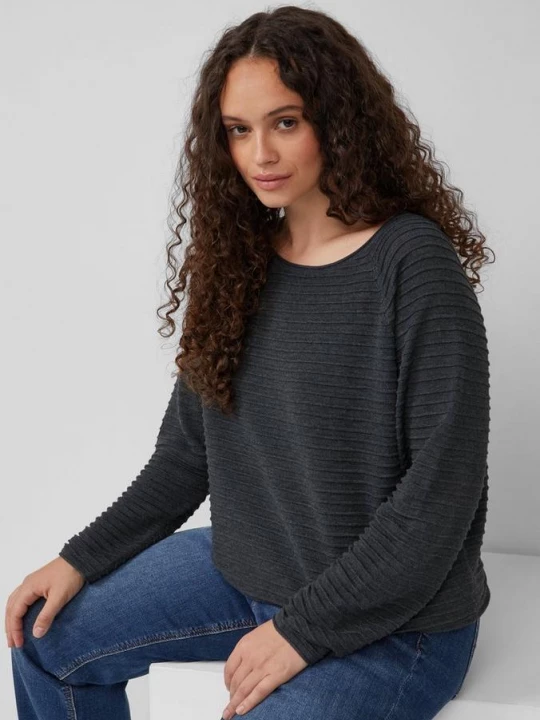 Foto van product Trui met gestructureerd motief van een viscosemix QS zwart