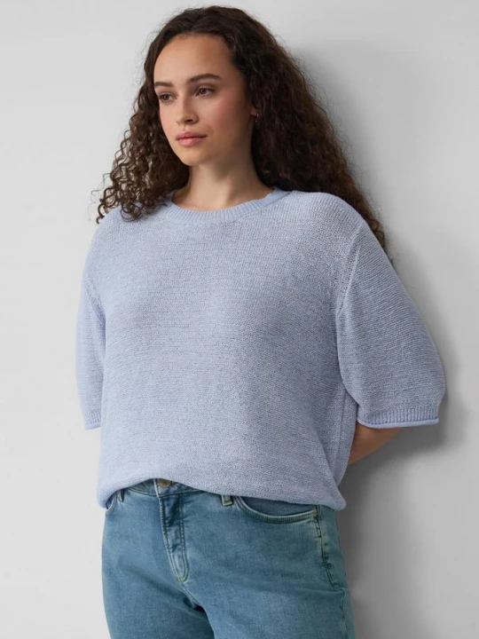 Foto van product Trui met korte mouwen van bandjesgaren QS blauw