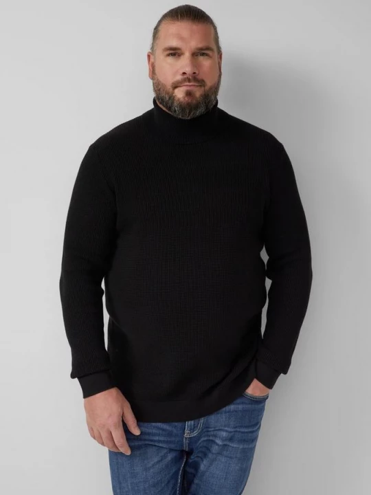 Foto van product Trui van puur katoen met structuurmix en een coltrui s.Oliver zwart
