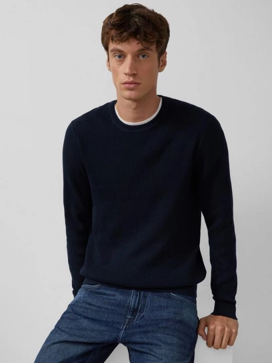 Foto van product Trui van puur katoen met structuurmix s.Oliver blauw