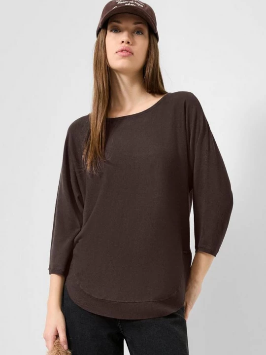 Foto van product Trui van viscose-mix met vleermuismouwen QS bruin