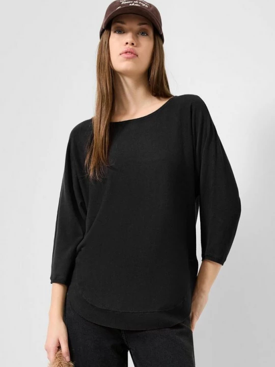 Foto van product Trui van viscose-mix met vleermuismouwen QS zwart