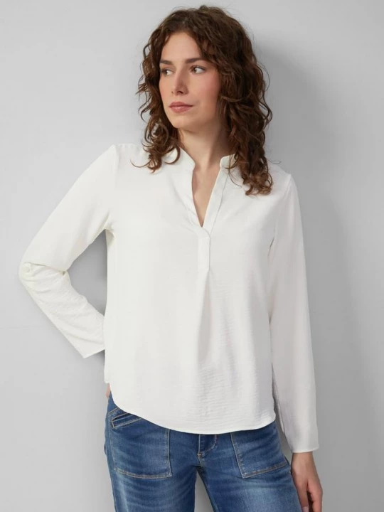 Foto van product Tuniekblouse met mouwen die kunnen worden opgerold QS crème
