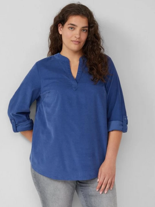 Foto van product Tuniekblouse van fijn ribfluweel met rimpels op de rug s.Oliver blauw