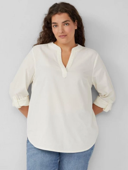 Foto van product Tuniekblouse van fijn ribfluweel met rimpels op de rug s.Oliver crème