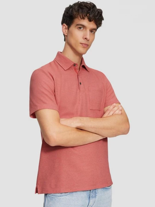 Foto van product Tweekleurige polo van wafelpiqué met borstzakje s.Oliver rood