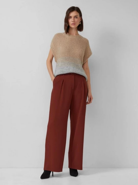 Foto van product Twill broek met riem en hoge taille s.Oliver rood