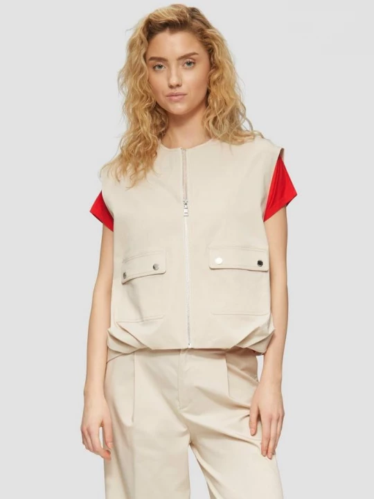 Foto van product Twill gilet in een ontspannen pasvorm met gerimpelde details s.Oliver beżowy