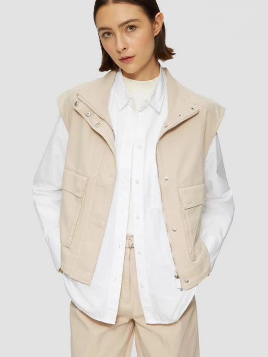 Foto van product Twill gilet in een relaxte pasvorm met opstaande kraag s.Oliver beżowy