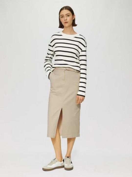 Foto van product Twill midirok met riem en split s.Oliver bruin