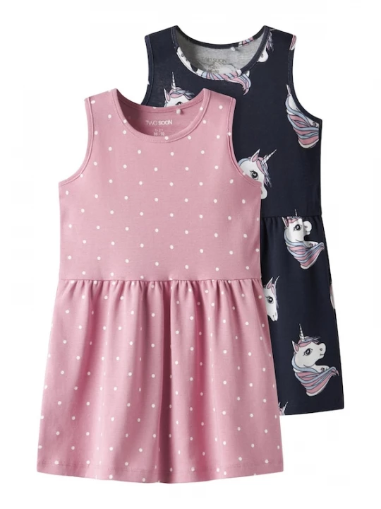 Foto van product TWO SOON Jurk navy / lichtblauw / rosa / wit