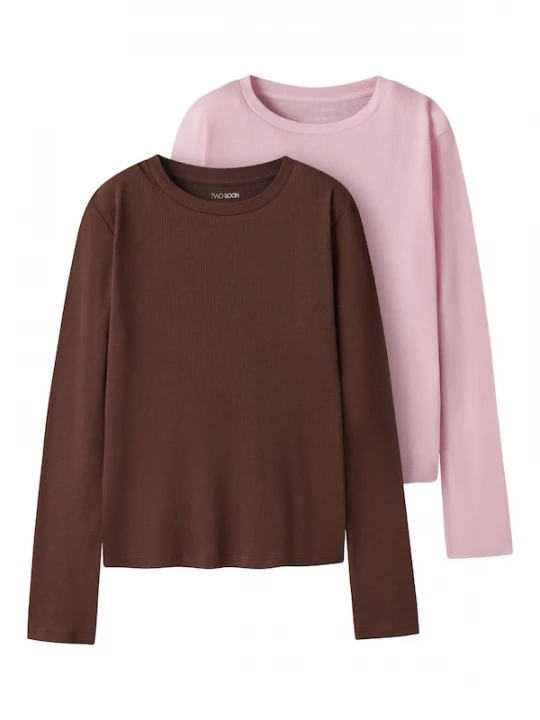 Foto van product TWO SOON Shirt chocoladebruin / pink