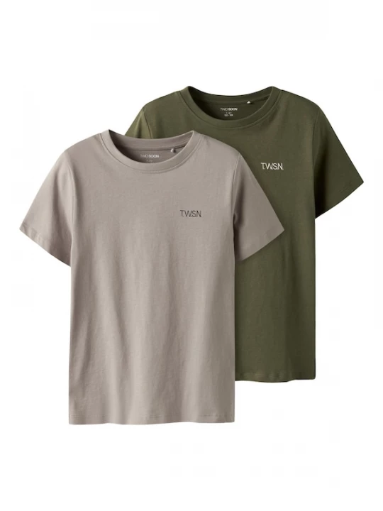 Foto van product TWO SOON Shirt grijs / olijfgroen / wit