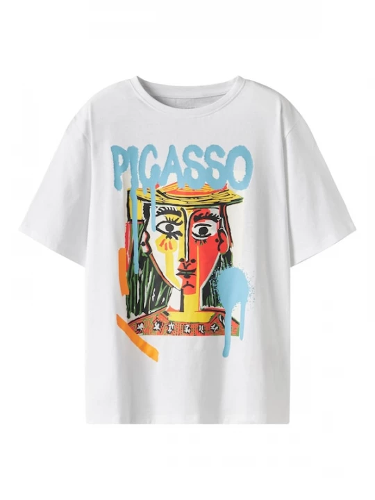 Foto van product TWO SOON Shirt 'Kunst' lichtblauw / geel / donkeroranje / wit