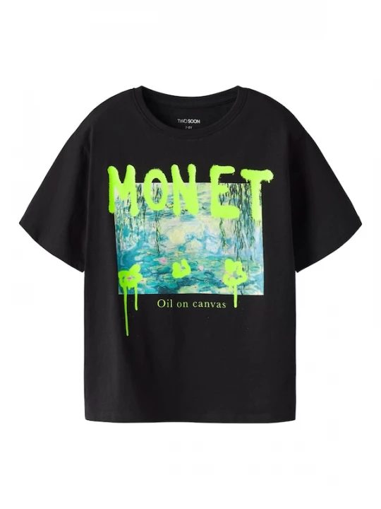 Foto van product TWO SOON Shirt lichtblauw / neongroen / rosa / zwart