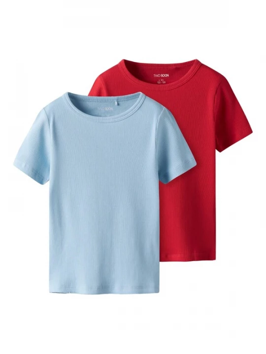 Foto van product TWO SOON Shirt lichtblauw / rood