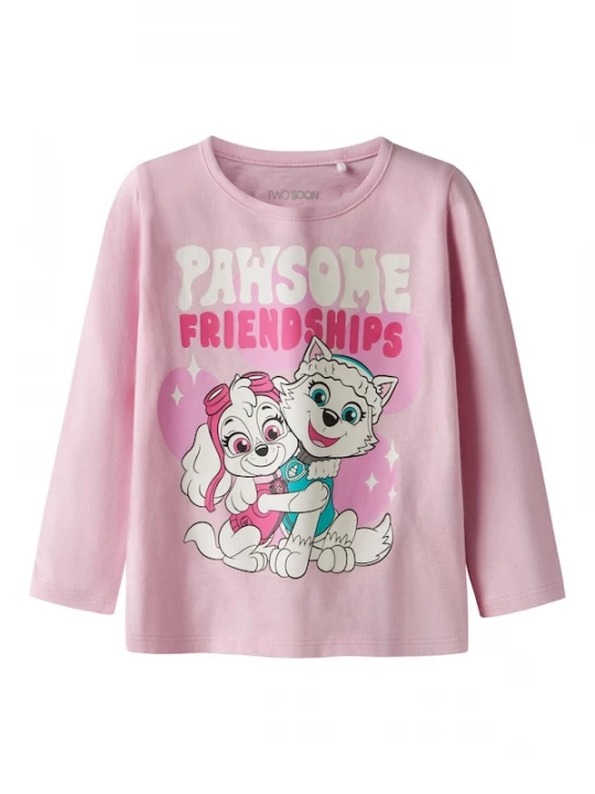 Foto van product TWO SOON Shirt 'Paw Patrol' ecru / pink / rosa / zwart
