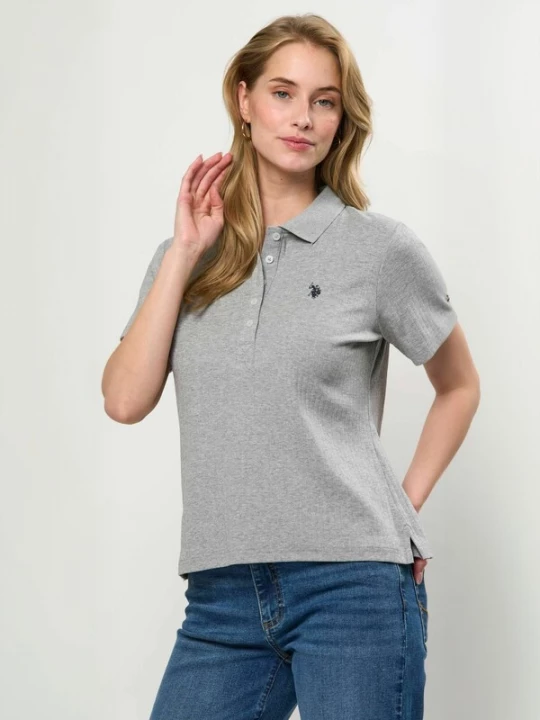 Foto van product U.. POLO ASSN. Top ' UWHelga ' grijs gemêleerd U.S. POLO ASSN.