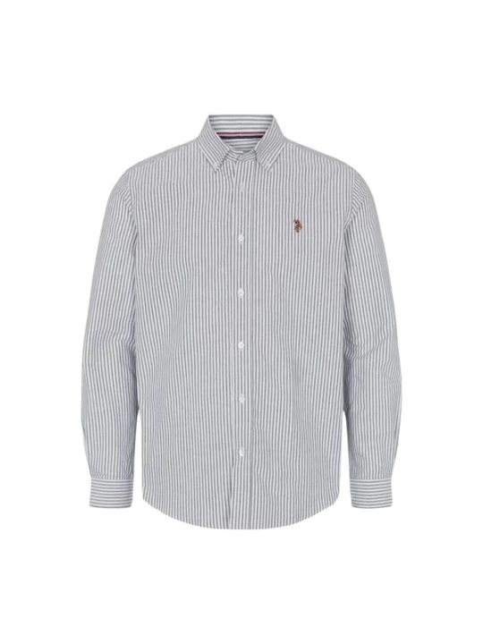 Foto van product U.S. POLO ASSN. Overhemd 'UMARMIN' bruin / grijs gemêleerd / wijnrood / wit
