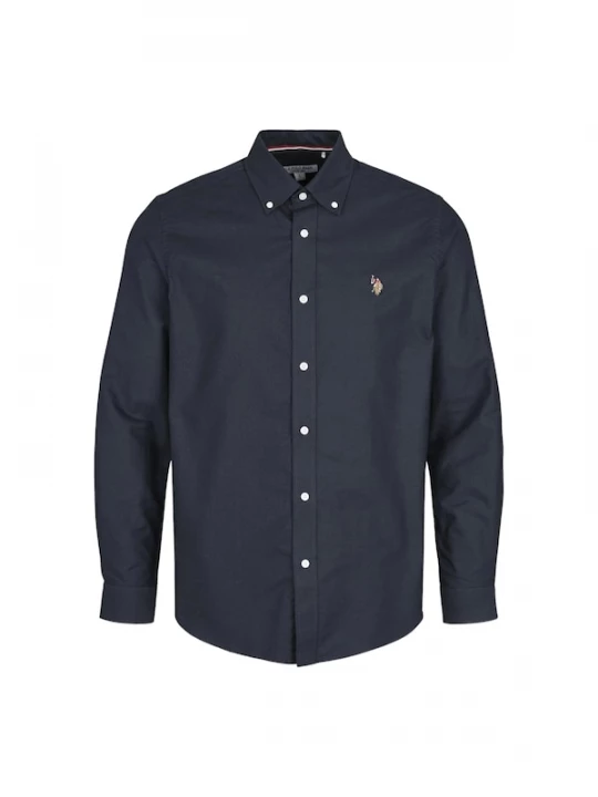 Foto van product U.S. POLO ASSN. Overhemd 'UMARMIN' saffier / lichtbruin / rood / wit