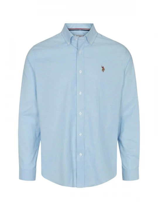 Foto van product U.S. POLO ASSN. Overhemd 'UMCalvert' lichtblauw / bruin / bloedrood